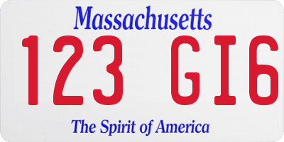 MA license plate 123GI6