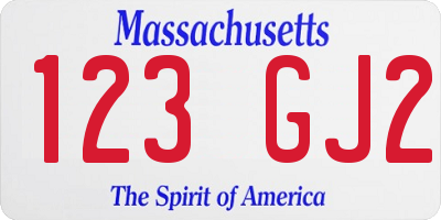 MA license plate 123GJ2