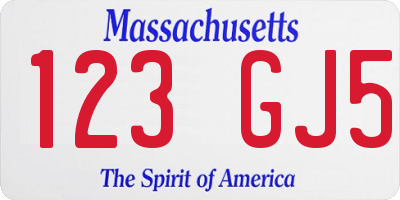 MA license plate 123GJ5