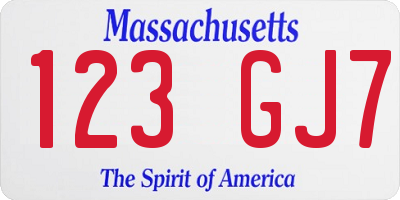 MA license plate 123GJ7