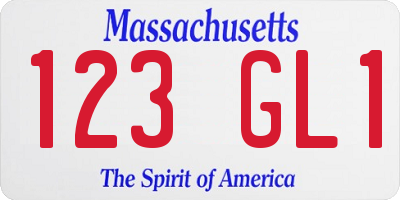 MA license plate 123GL1