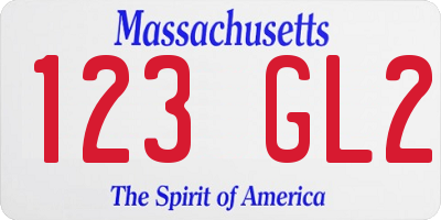 MA license plate 123GL2
