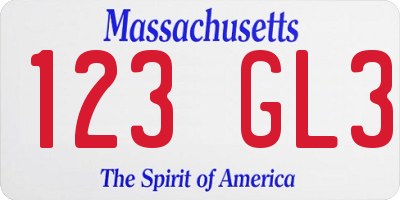 MA license plate 123GL3