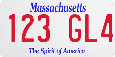 MA license plate 123GL4
