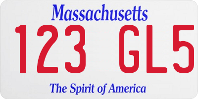 MA license plate 123GL5