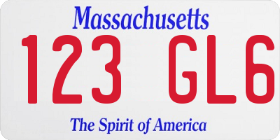 MA license plate 123GL6