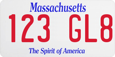 MA license plate 123GL8