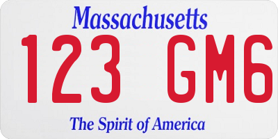 MA license plate 123GM6