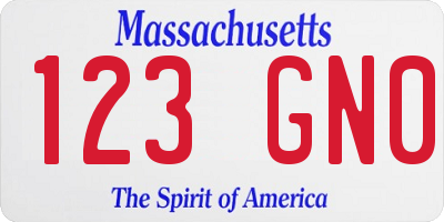 MA license plate 123GN0