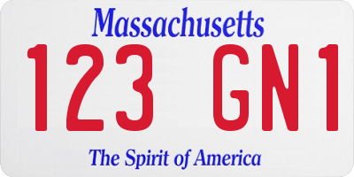 MA license plate 123GN1