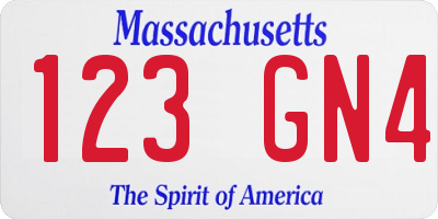 MA license plate 123GN4
