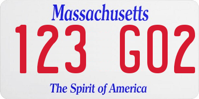 MA license plate 123GO2