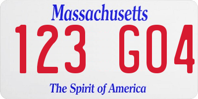 MA license plate 123GO4