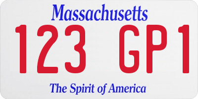 MA license plate 123GP1