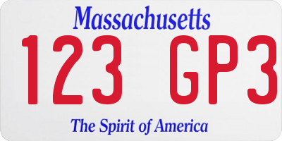 MA license plate 123GP3