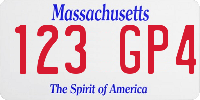 MA license plate 123GP4