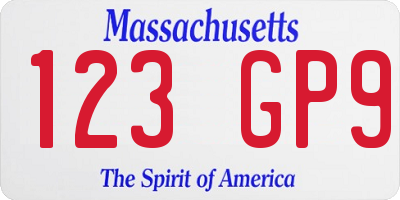 MA license plate 123GP9