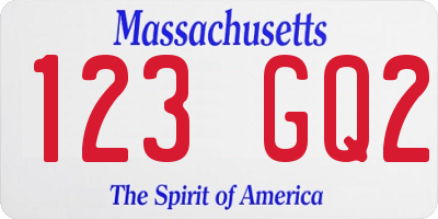 MA license plate 123GQ2