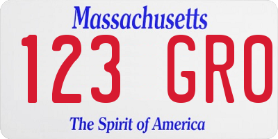 MA license plate 123GR0