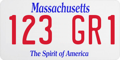 MA license plate 123GR1