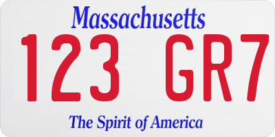 MA license plate 123GR7