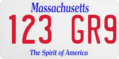 MA license plate 123GR9
