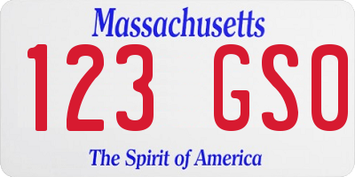MA license plate 123GS0