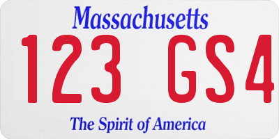 MA license plate 123GS4