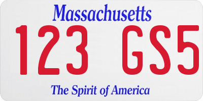 MA license plate 123GS5