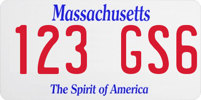 MA license plate 123GS6