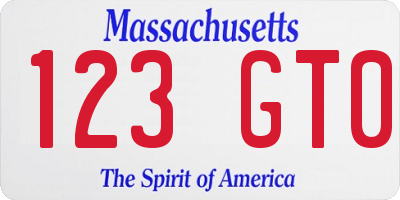 MA license plate 123GT0