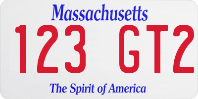 MA license plate 123GT2