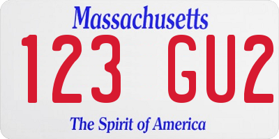 MA license plate 123GU2