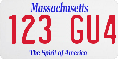 MA license plate 123GU4