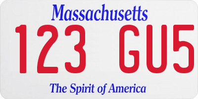 MA license plate 123GU5