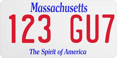 MA license plate 123GU7