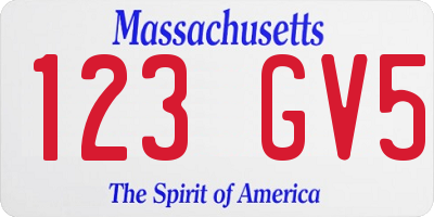 MA license plate 123GV5
