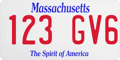 MA license plate 123GV6