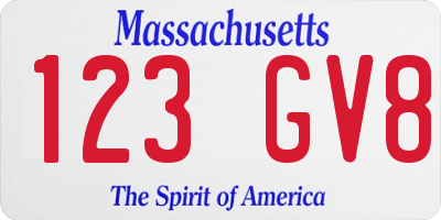 MA license plate 123GV8