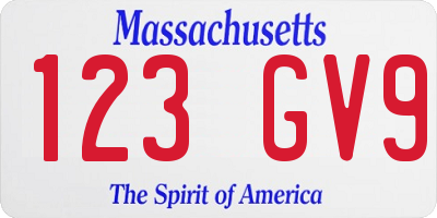 MA license plate 123GV9