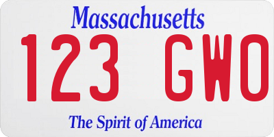 MA license plate 123GW0