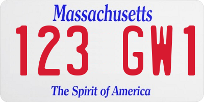 MA license plate 123GW1