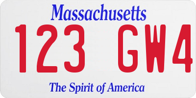 MA license plate 123GW4