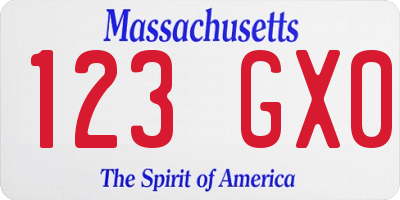 MA license plate 123GX0