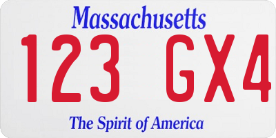MA license plate 123GX4