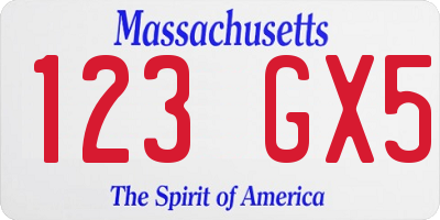 MA license plate 123GX5