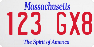 MA license plate 123GX8