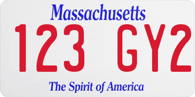 MA license plate 123GY2