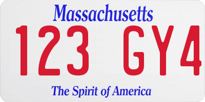 MA license plate 123GY4