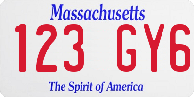 MA license plate 123GY6